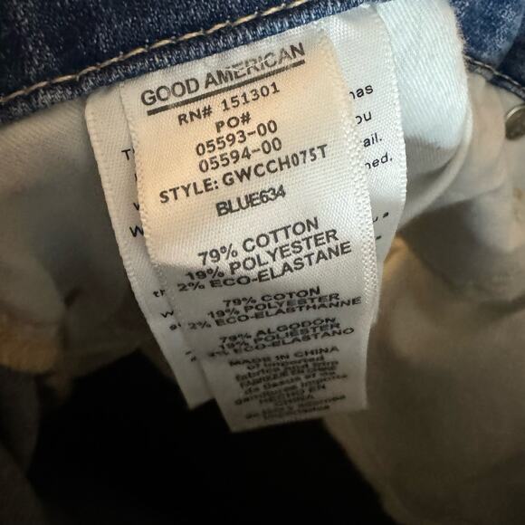 Good American Good Waist Crop Chew Hem Jean High Rise Stretch Size 30 Plus - Picture 10 of 11